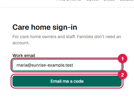 Screenshot: Enter your email
