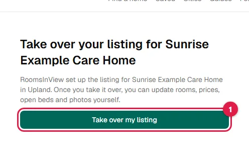 Screenshot: Take over your listing